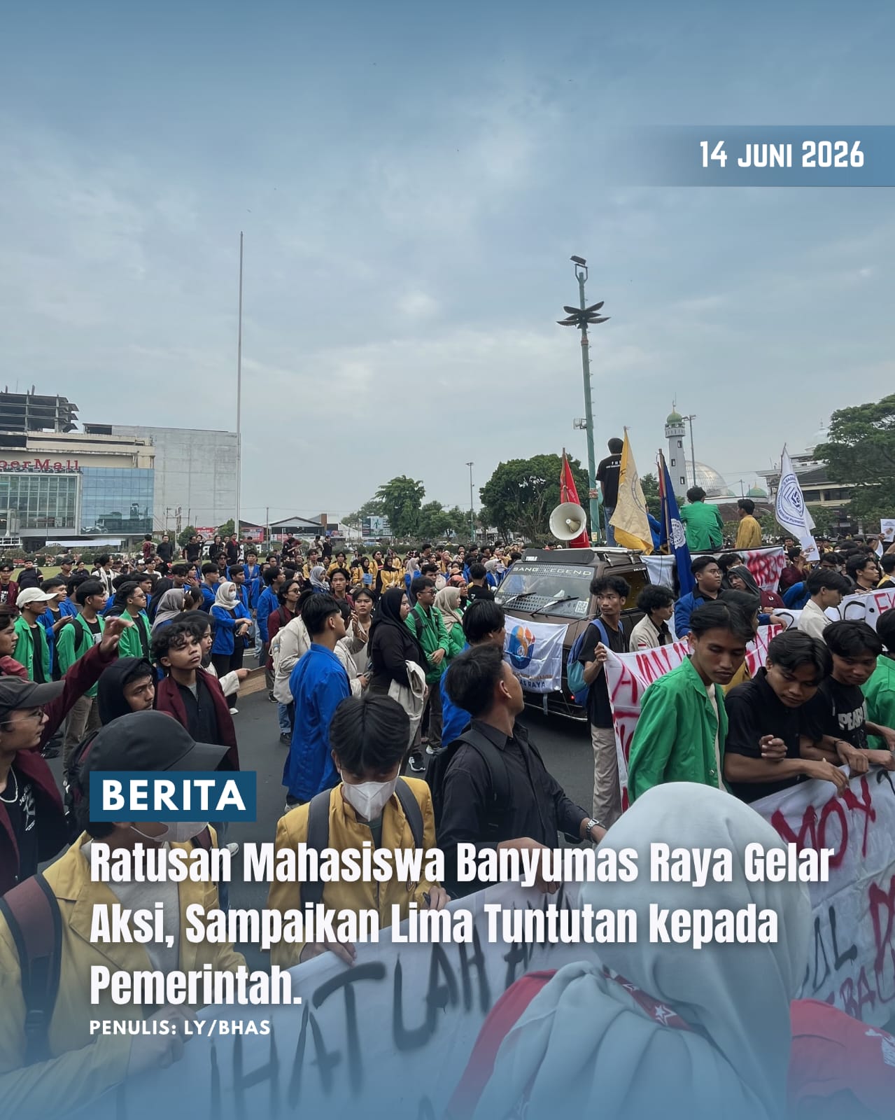 Ratusan Mahasiswa Banyumas Raya Gelar Aksi, Sampaikan Lima Tuntutan kepada Pemerintah