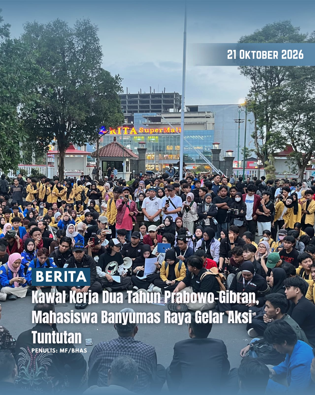 Kawal Kerja Dua Tahun Prabowo-Gibran, Mahasiswa Banyumas Raya Gelar Aksi Tuntutan